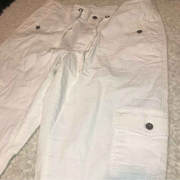 LL Bean Favorite Fit Womens White Cotton Spandex Size 12 Stretch Drawstring Pant - Picture 4 of 10